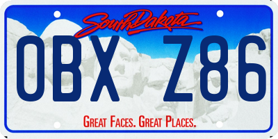 SD license plate 0BXZ86