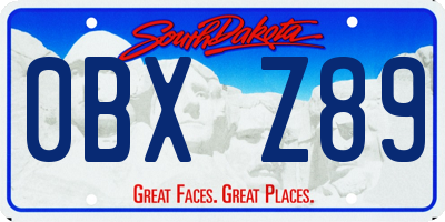 SD license plate 0BXZ89
