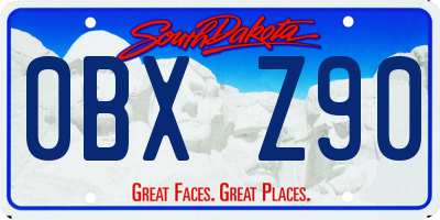 SD license plate 0BXZ90