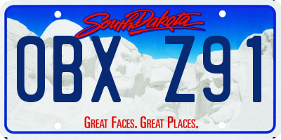 SD license plate 0BXZ91
