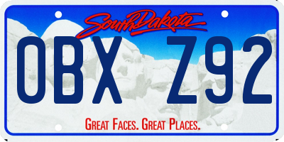 SD license plate 0BXZ92