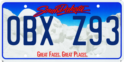 SD license plate 0BXZ93