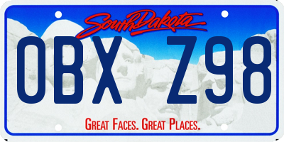 SD license plate 0BXZ98