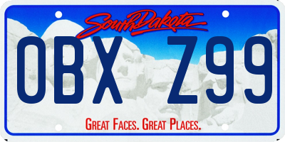 SD license plate 0BXZ99