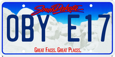 SD license plate 0BYE17
