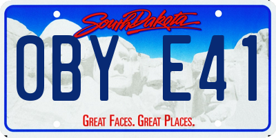 SD license plate 0BYE41