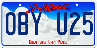 SD license plate 0BYU25