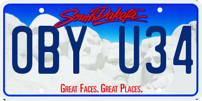 SD license plate 0BYU34
