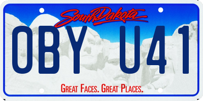 SD license plate 0BYU41