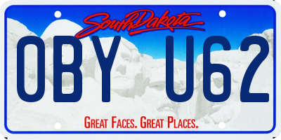 SD license plate 0BYU62