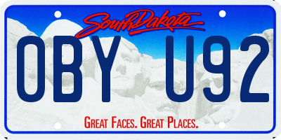 SD license plate 0BYU92