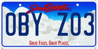 SD license plate 0BYZ03