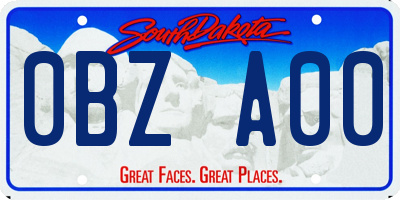 SD license plate 0BZA00