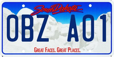 SD license plate 0BZA01