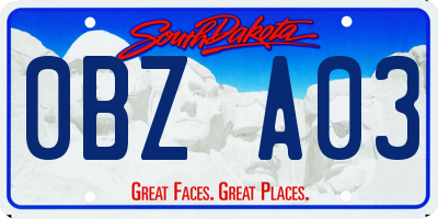 SD license plate 0BZA03