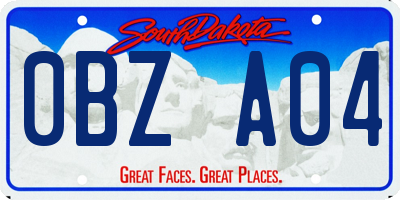SD license plate 0BZA04