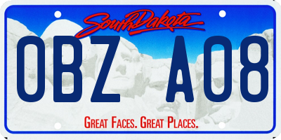 SD license plate 0BZA08