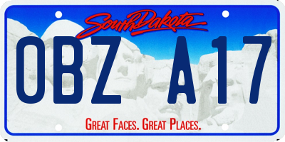 SD license plate 0BZA17