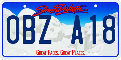 SD license plate 0BZA18