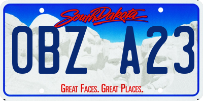 SD license plate 0BZA23
