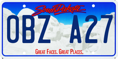 SD license plate 0BZA27