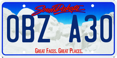 SD license plate 0BZA30