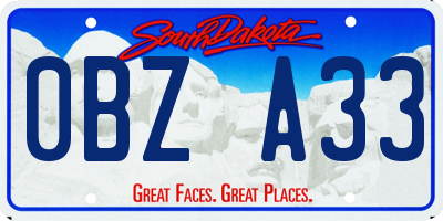 SD license plate 0BZA33