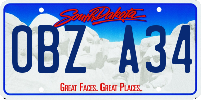 SD license plate 0BZA34