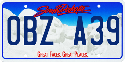 SD license plate 0BZA39