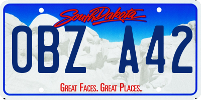 SD license plate 0BZA42