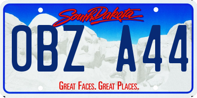 SD license plate 0BZA44