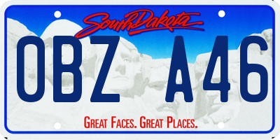 SD license plate 0BZA46