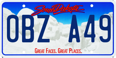 SD license plate 0BZA49