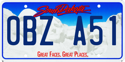 SD license plate 0BZA51