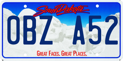 SD license plate 0BZA52