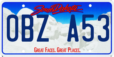 SD license plate 0BZA53
