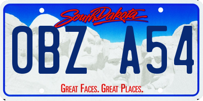 SD license plate 0BZA54