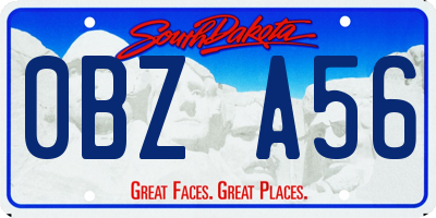 SD license plate 0BZA56