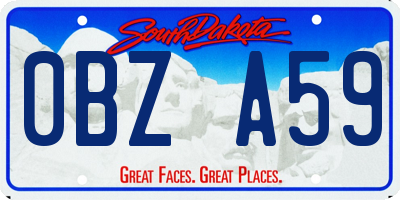 SD license plate 0BZA59