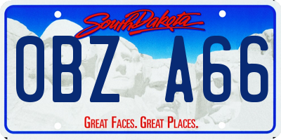 SD license plate 0BZA66