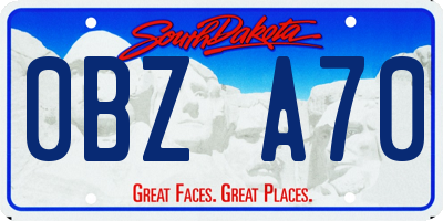 SD license plate 0BZA70