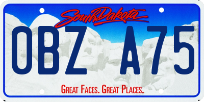 SD license plate 0BZA75