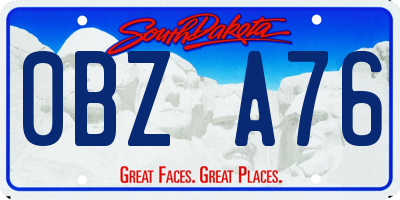 SD license plate 0BZA76
