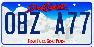 SD license plate 0BZA77
