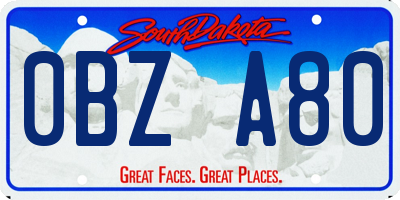 SD license plate 0BZA80