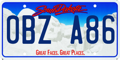 SD license plate 0BZA86