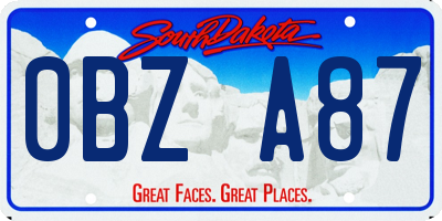 SD license plate 0BZA87