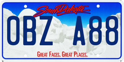 SD license plate 0BZA88