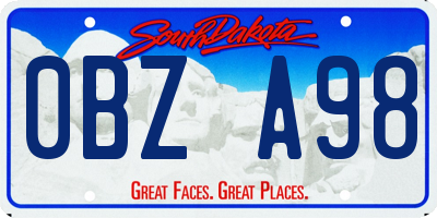 SD license plate 0BZA98