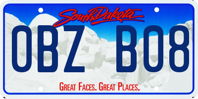 SD license plate 0BZB08